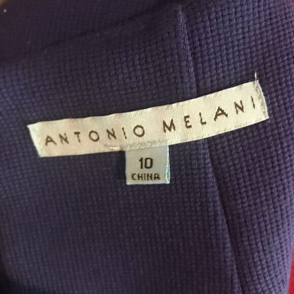 ANTONIO MELANI Twilight Blue Patricia Midi Knit Sheath Dress Women's Size 10 - Picture 5 of 8